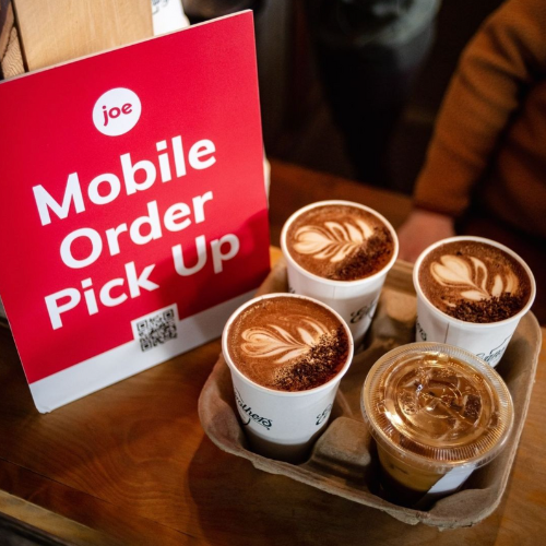 Mobile Order Pickup Sign with coffee to-go
